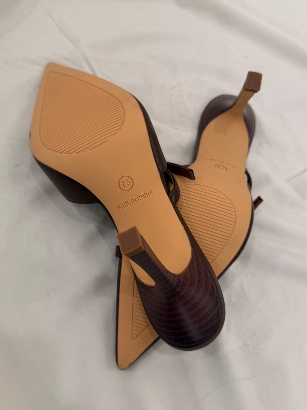 Brown Pointed Toe Buckle Strap Mule Heels 7.5 - Picture 3 of 5